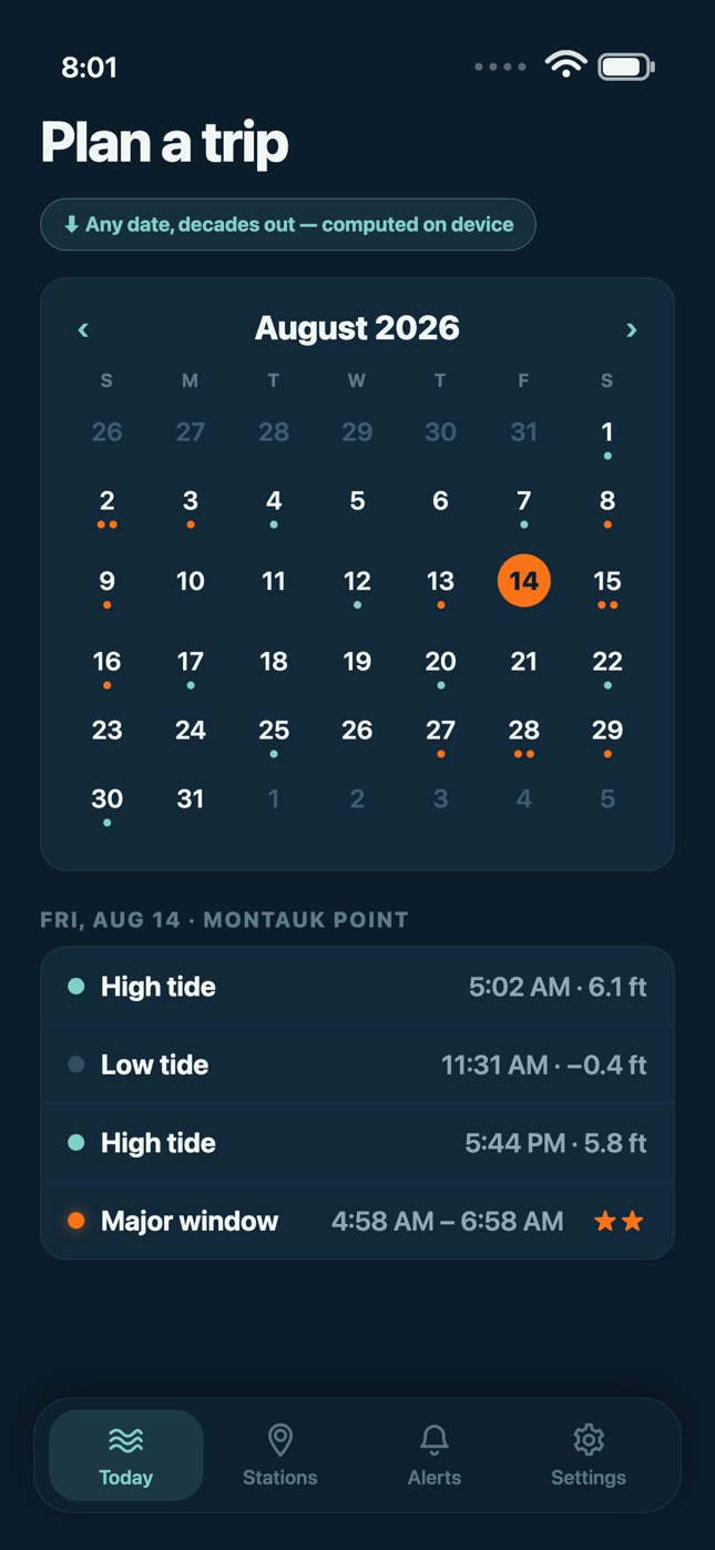 Calendar — plan any date offline