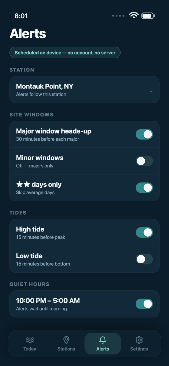 Alerts — scheduled on device